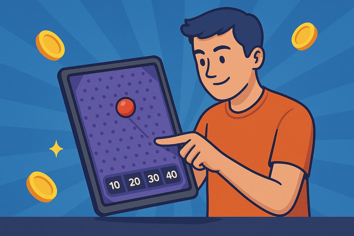 Ein Typ, der Plinko App online spielt.